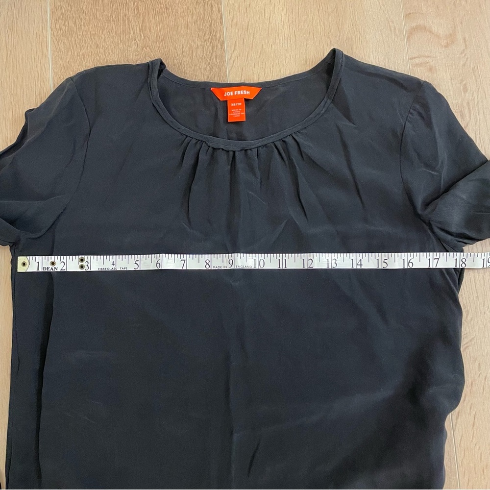 JOE FRESH Black 100% Silk Blouse - Picture 7 of 8